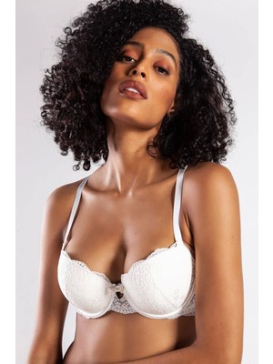 Beruflic G.colors Balconette Foam Push Up Bra, Ekru Konforlu ve Şık Sütyen Under Moda