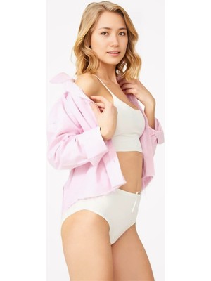Homay Büyük Beden Yüksek Bel Fiyonk Detaylı Basic Bikini Külot - Tek Parça