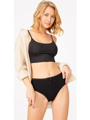 Homay Büyük Beden Yüksek Bel Fiyonk Detaylı Basic Bikini Külot - Tek Parça