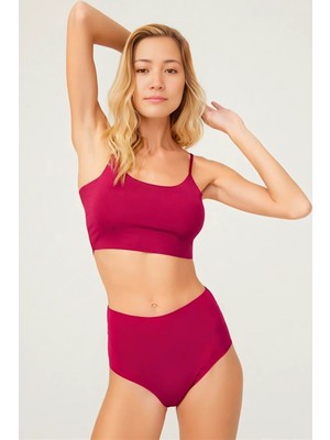 Homay Yüksek Bel Lazer Kesim Basic Bikini Külot - Tek Parça
