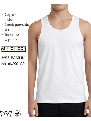 3'LÜ Erkek Spor Atlet Pamuklu Likralı Bisiklet Yaka Geniş Kalıp M-Xxl