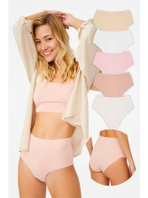 Homay 5'li Yüksek Bel Lazer Kesim Basic Bikini Külot