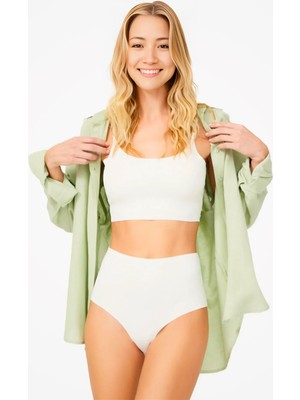 Homay Yüksek Bel Lazer Kesim Basic Bikini Külot - Tek Parça