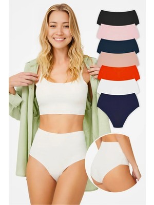Homay 7'li Yüksek Bel Lazer Kesim Basic Bikini Külot