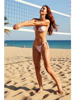 PayBuy Kadın Bikini Takımı Üçgen Kap Balensiz Dantel Detaylı Düşük Bel Brazilian Kesim Çiçek Desenli