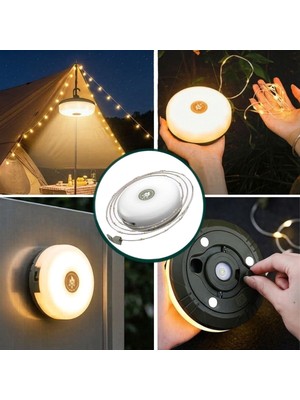 Zenvia  2’si 1 Arada 5 Farklı Işık Modlu Gün Işığı Şarjlı Kamp Lambası ve Makaralı 10 Metre P