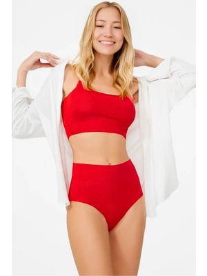 Homay Yüksek Bel Lazer Kesim Basic Bikini Külot - Tek Parça