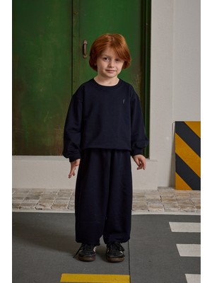 Fahhar Kids Oversize Baskılı Eşofman Takımı Lacivert