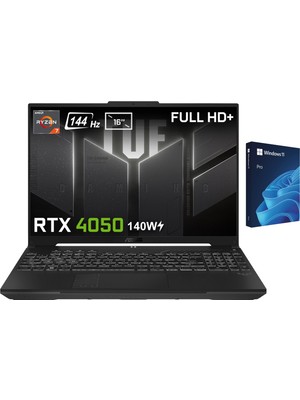 Asus Tuf Gaming A16 Gaming Amd Ryzen 7-7445HS Geforce Rtx 4050 6gb 140W 16 Inç Windows 11 Pro USB Oem Kutu Full Hd+ 144Hz Ips-Level  FA607NUG-RL209- Gaming Laptop