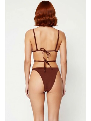 PayBuy Kadın Bikini Takımı Aksesuarlı Üçgen Kaplı Balensiz Üst Normal Bel Brazilian Alt Kolsuz Örme Kumaş