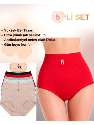 Yüksek Bel Bambu Dokulu Kadın Külot 5’li Set %95 Selüloz L/XL-2034