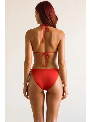 PayBuy Kadın Bikini Takımı Üçgen Kap Balensiz Düz Desen Örme Raşel Kumaş Düşük Bel Brazilian Bağlamalı