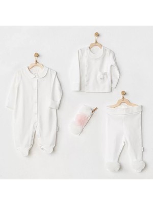 Esranın Dünyası AC24501 Petit Love Newborn Tüllü 4 Parça Set Ekru