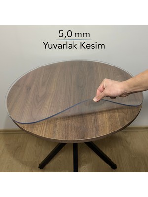 Overdal Yuvarlak 5,0 mm Şeffaf Kalın Pvc Masa Örtüsü Kaymaz Silinebilir Masa Koruyucu