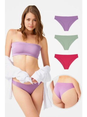Homay 3'lü Pastel Neon Lazer Kesim Basic Bikini Külot