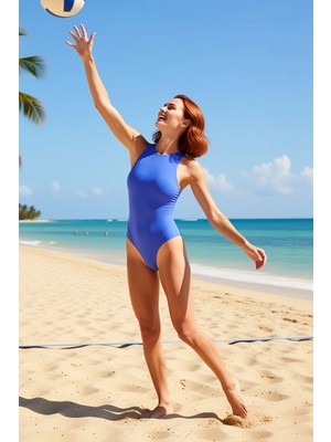 PayBuy Kadın Mayo Halter Yaka Sırt Dekolteli Kolsuz Regular Kalıp Düz Desen Atma Kap Balensiz Örme
