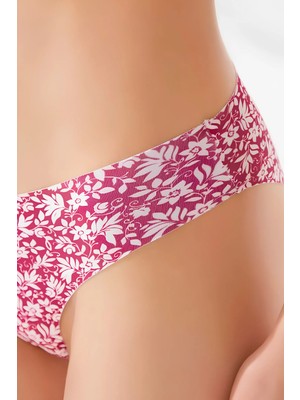 Homay Floral Desenli Lazer Kesim Basic Bikini Külot - Tek Parça