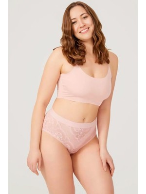Homay Büyük Beden Dantel Işlemeli Transparan Bikini Külot - Tek Parça