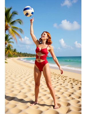 PayBuy Kadın Mayo Askılı Göbek Cut Out Detaylı Balensiz Kaplı Düz Desen Örme Kumaş Raşel Dokuma Kolsuz