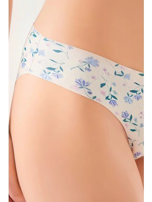 Homay Floral Desenli Lazer Kesim Basic Bikini Külot - Tek Parça