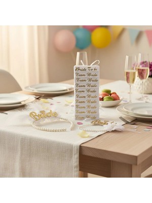 Umamiçe Bride To Be Nedime Parti Seti – 12'li Bileklik Beyaz + Taç Bileklik Set