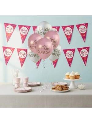 Umamiçe Bride To Be Mini Parti Seti – 6 Bride To Be Balon + 8'li Tabak Bardak + Flama
