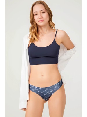Homay Floral Desenli Lazer Kesim Basic Bikini Külot - Tek Parça