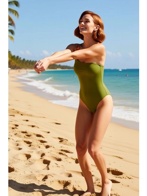 PayBuy Kadın Omuz Mayo Balensiz Kaplı Düz Örme Kumaş Kolsuz Regular Kesim Slip Alt Siluet Estetik