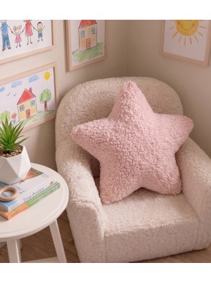 Teddy Store Premium El Yapımı Dekoratif Yıldız Yastık, Buklet Dokulu Kumaş, Boho Stil,