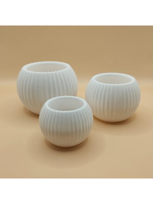 Lunera Accessories 3D Baskı 3’lü Bombeli Mumluk Seti