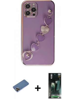 Marsilyan™- iPhone 12 Pro Kılıf Nova Işık Prime - Siyah 360 Mat Full Body Arka Koruyucu + Shine Kamera Lens Koruma Cam - Gd