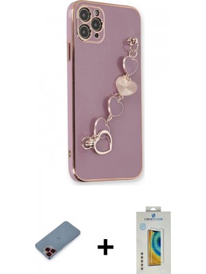 Marsilyan™- iPhone 11 Pro Kılıf Nova Işık Prime - Siyah Polymer Nano Ekran Koruyucu + Metal Kamera Lens Koruma Cam - Kı