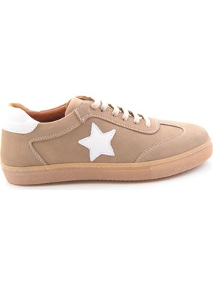 Bambi Bej Hakiki Deri Kadın Sneaker K01045050301