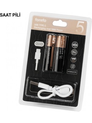 Kaufhier USB Typec ile Hızlı Şarj Edilebilen Aa Lityum Pil