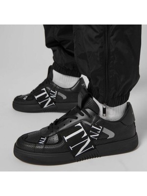 Globalux Valentino Garavani VL7N Erkek Sneaker - Siyah Deri Vltn Logo Bantlı Street Style Ayakkabı