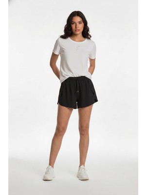 Cotton Lab Siyah Relax Kesim Taytlı Spor Şort