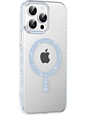 Durukar®   iPhone 15 Pro Move Taşlı Magsafe Kapak - Mavi