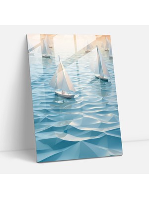 Popcas Origami Figürlü Cam Duvar Tablosu