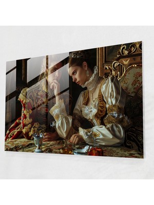 Popcas Modern Sanat Temalı Neoklasik Dekoratif Cam Tablo