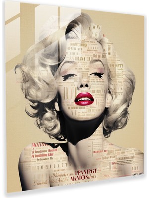 Popcas Marilyn Monroe Temalı Tipografi Cam Tablosu