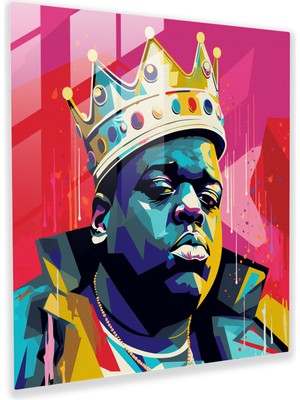 Popcas Pop Art Tarzı Notorious Big Temalı Temperli Cam Tablo - Comic Book Esintisi Duvar Dekoru