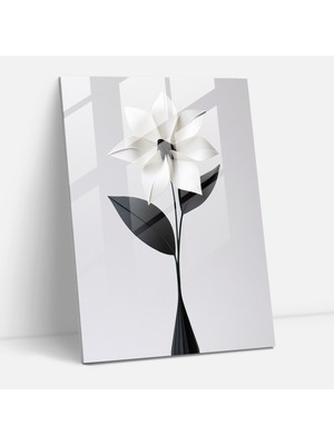 Popcas Minimalist Origami Çiçeği Temalı Dekoratif Cam Tablo