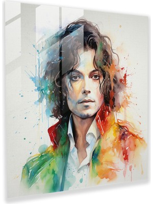 Popcas Canlı Suluboya Temalı Michael Jackson Cam Tablo