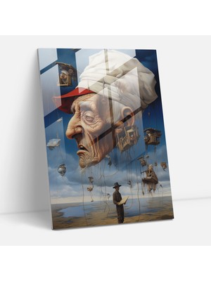 Popcas Modern Sanat Temalı Cam Duvar Tablosu - Yaşlılar Figürü