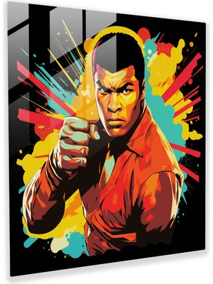 Popcas Muhammed Ali Temalı Pop Art Cam Tablo