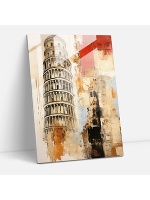 Popcas Pisa Eğik Kulesi Temalı Modern Cam Tablo