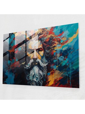 Popcas Mitolojik Temalı Modern Sanat Detaylı Cam Tablo