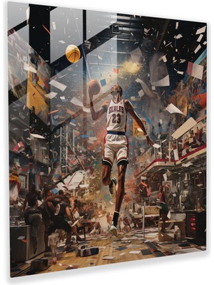 Popcas Basketbol Tarihinin Izleri Temperli Cam Tablo - Modern Sanat Motifli Duvar Dekoru