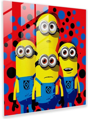 Popcas Minyonlar Temalı Cam Tablo - Pop Art Stili - Renkli Tasarım