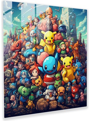 Popcas Pokemon Temalı Modern Sanat Temperli Cam Tablo